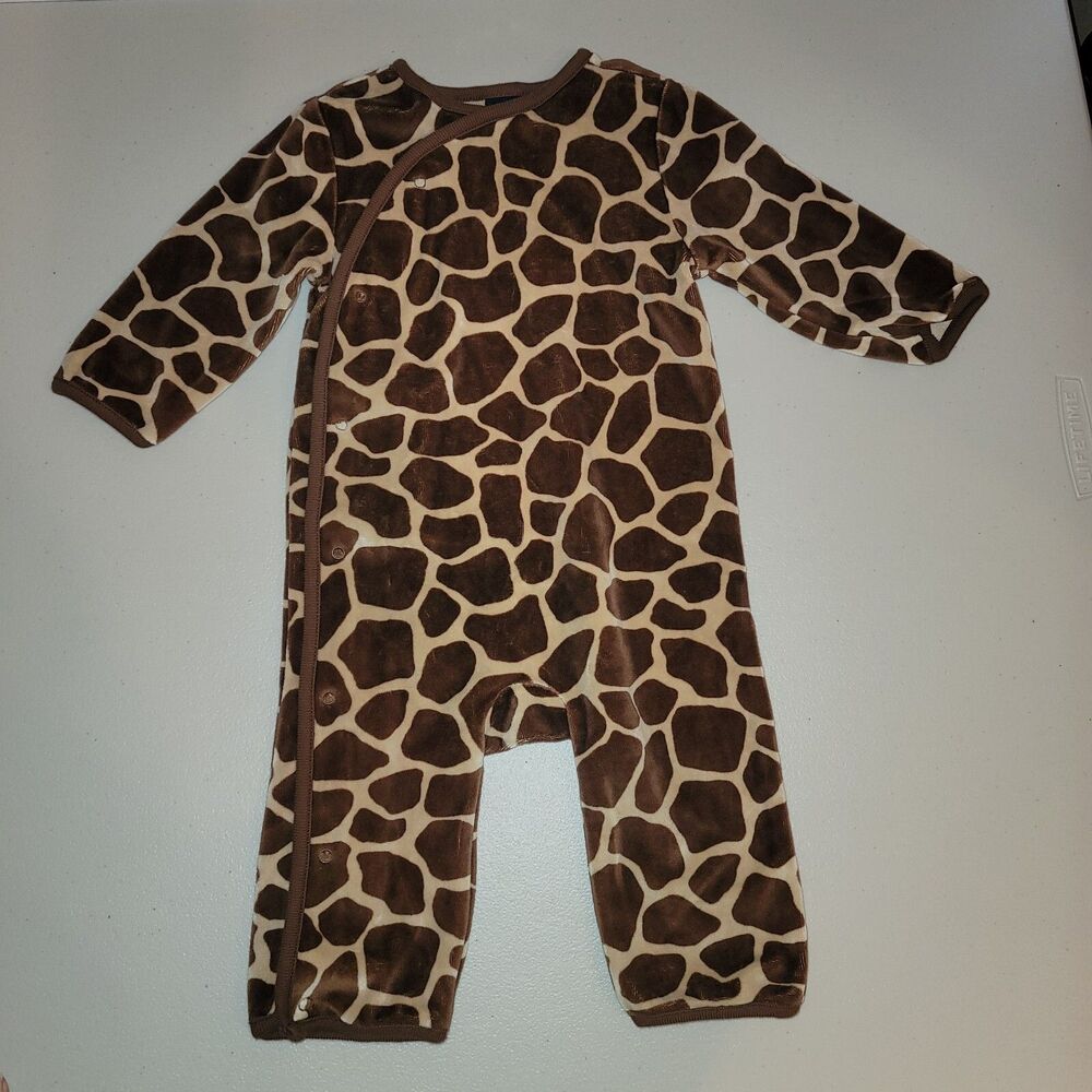 Baby Gap Baby Girl Infant Sleeper PJs 6-12 Months Long Sleeve Front Snap Safari - Picture 7 of 11